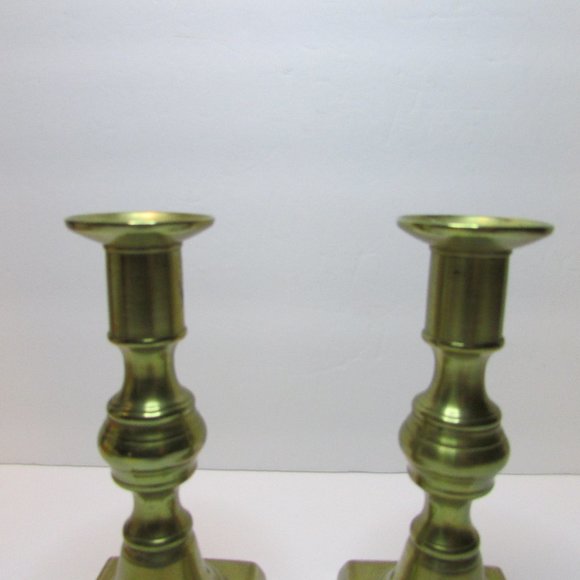 vintage brass push up candle stick holders set of 2 - Picture 3 of 13